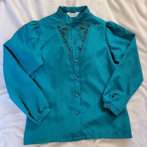 Vintage Cheryl Tiegs cut-out puff sleeve secretary blouse